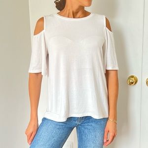 White Cold Shoulder Casual Top
